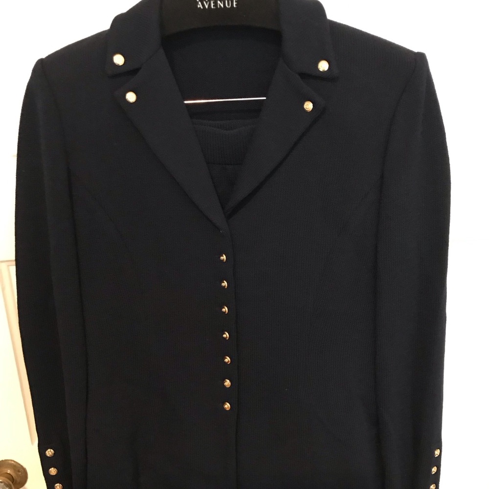 Vintage St John Dark Blue 3-Piece Suit Jacket & Skirt & Cami Sz 6 & 10 See Note